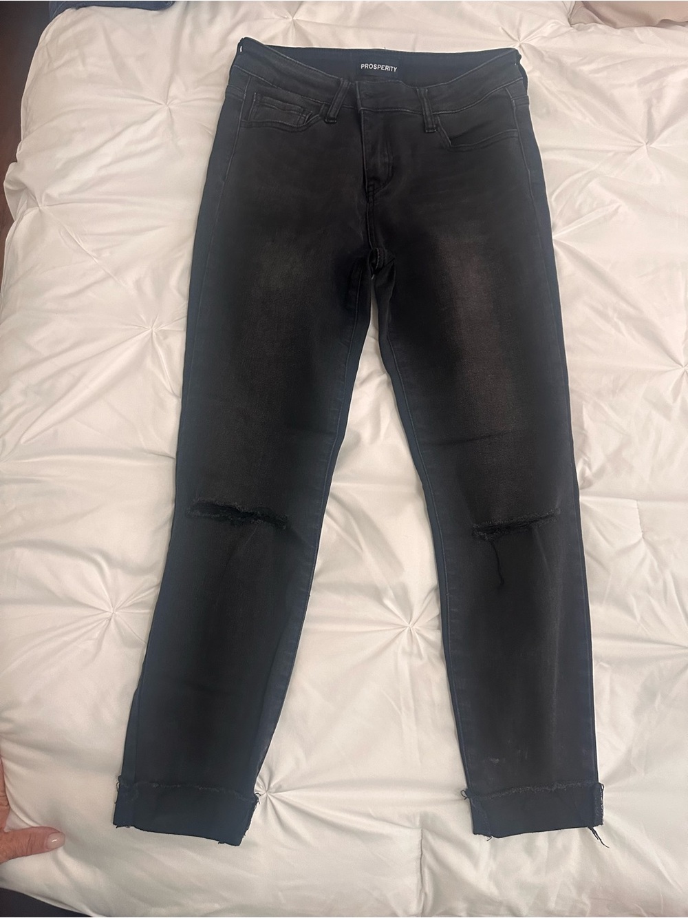 Prosperity Black Skinny Jeans with Knee Distress